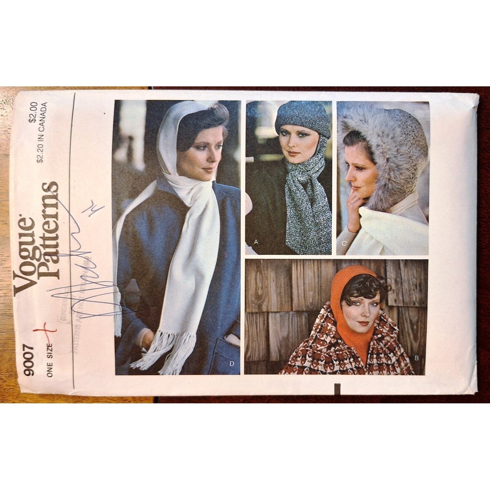 Vogue Patterns Misses' Accessories - Hoods & Hat‎ pattern #9007 One size  1974